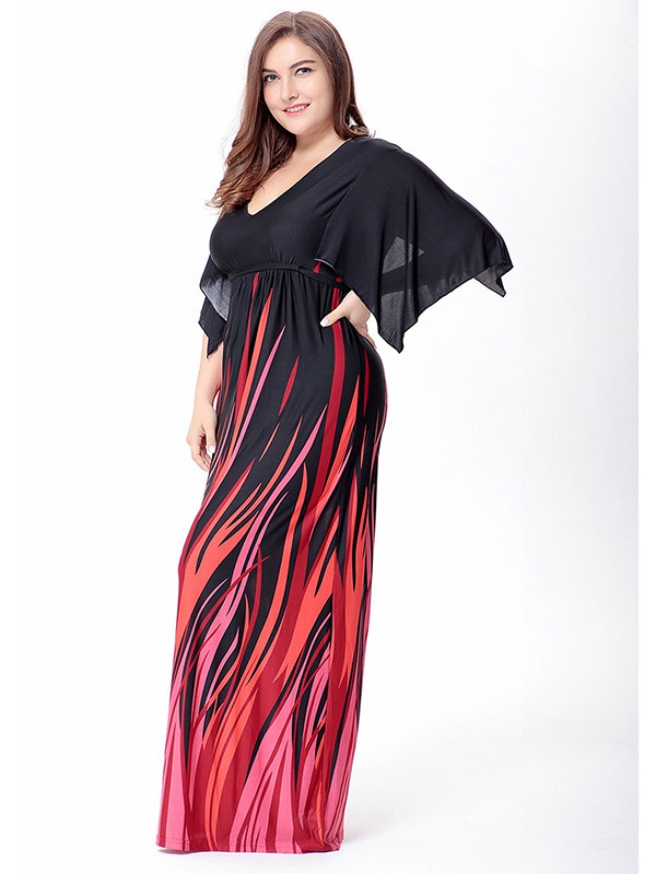 Elegant Printing Summer Plus Size Dress