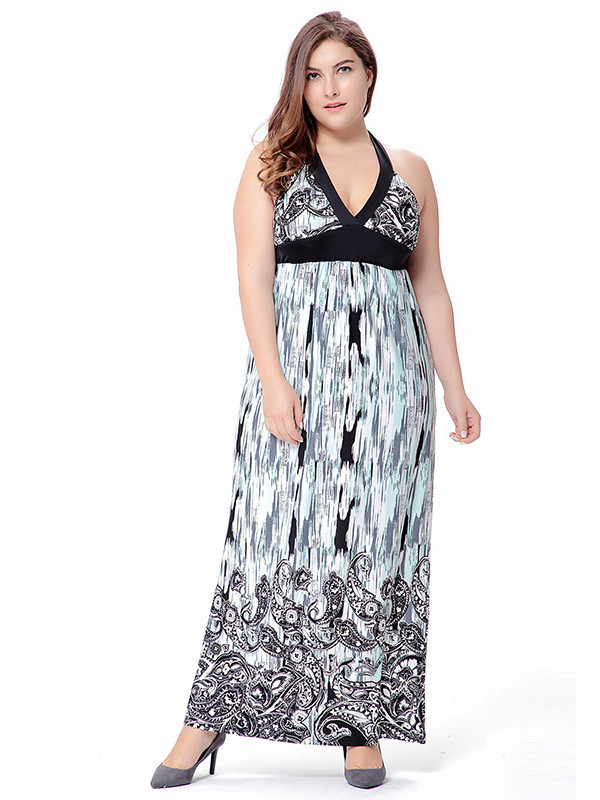 Green Long Bohemian Plus Size Dress