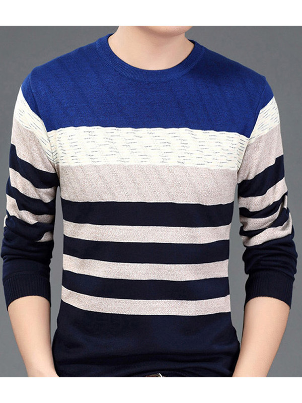 White Round Neck Long Sleeve Patchwork T-Shirt