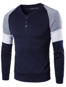 Dark Blue M-XXL Long Sleeve Men T-Shirt