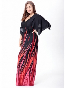 Elegant Printing Summer Plus Size Dress