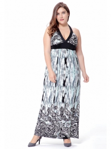 Green Long Bohemian Plus Size Dress