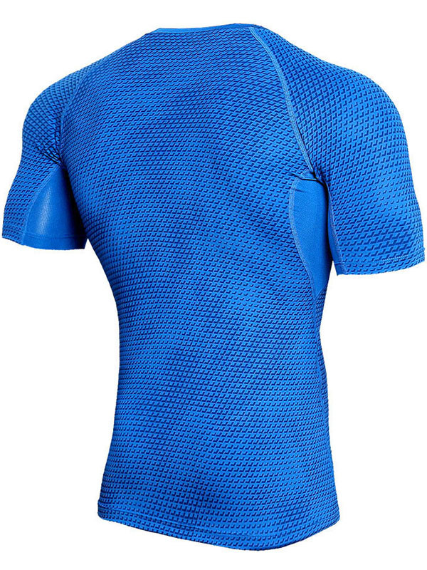 Blue Breathable Tights Fitness Bodybuilding T-shirt