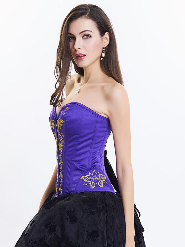 Purple Sexy Back Lace Up Overbust Steampunk Corset