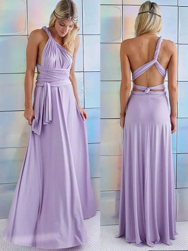 Purple Sleeveless  Backless V-Neck Maxi Evening Dress