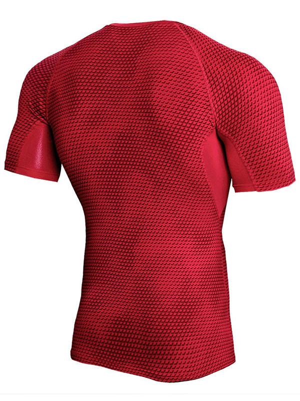 Red Breathable Tights Fitness Bodybuilding T-shirt