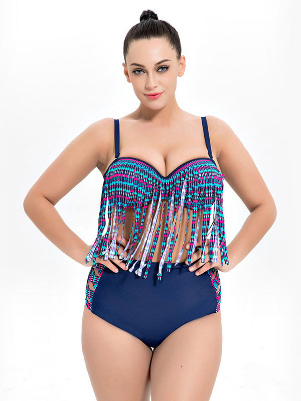 Sexy Plus Size High Waist 2 Pieces Swimsuit Beachwear