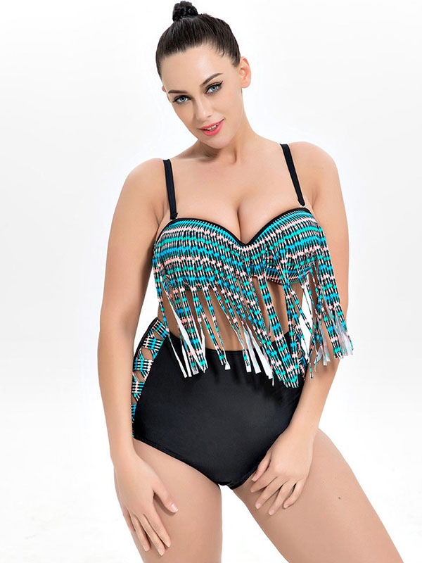 Sexy Plus Size High Waist 2 Pieces Swimsuit Beachwear