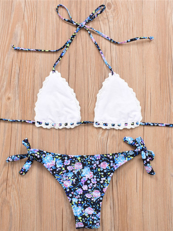 Women Sexy Crochet Triangle Bikini Set Swimwear