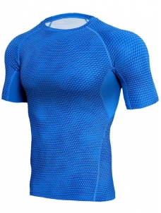 Blue Breathable Tights Fitness Bodybuilding T-shirt