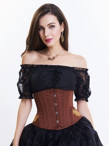 Brown Women Floral Embroidered Corsets and Bustiers