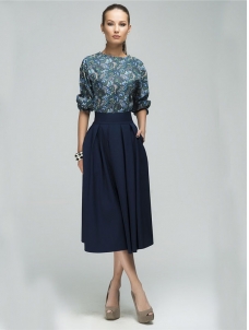 Light Blue Elegant A-Line Skirt Short Sleeve Evening Dress 