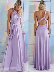 Purple Sleeveless  Backless V-Neck Maxi Evening Dress