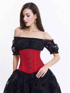 Red Sexy Embroidery Waist Trainer Underbust Corsets 