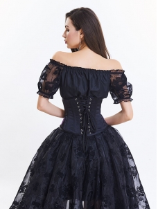 Women Black Floral Embroidered Corsets and Bustiers