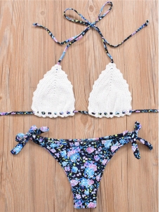 Women Sexy Crochet Triangle Bikini Set Swimwear