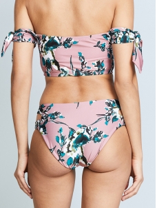 Women Sexy Off The Shoulder Floral Printed Bikini