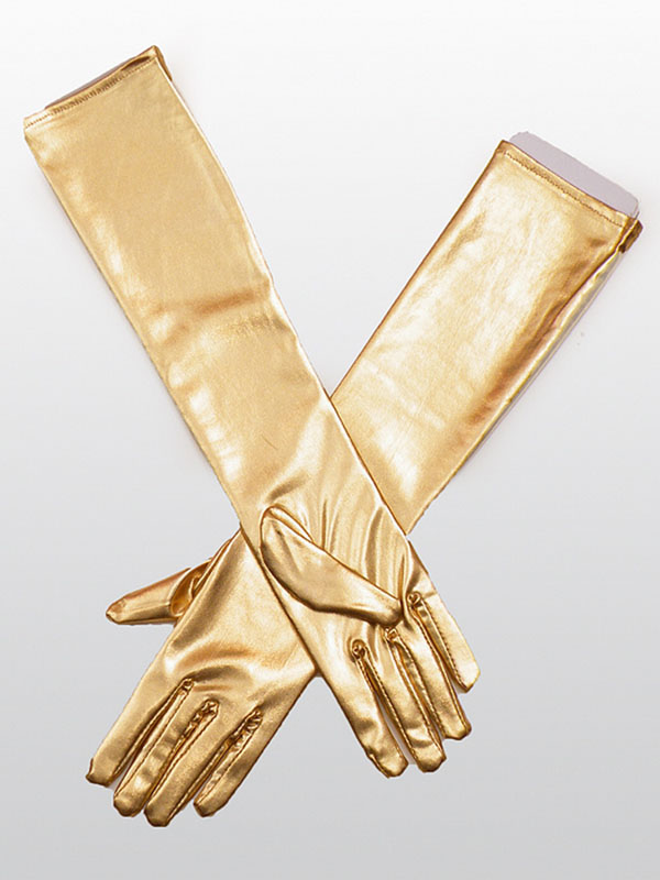 Gold Faux Leather Catwoman Clubwear Gloves 