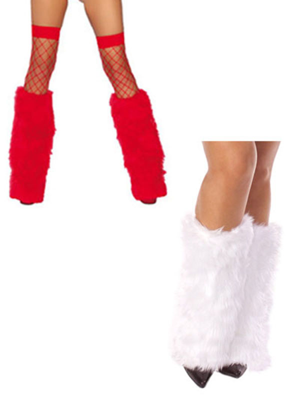 Women Feather Christmas Leg Warmer Soft Red