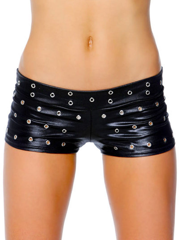 Women Leather Low Rise Mini Shorts Clubwear
