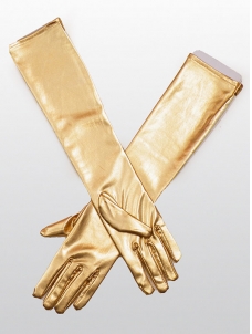 Gold Faux Leather Catwoman Clubwear Gloves 