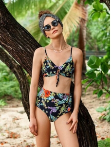 Sexy Floral High Waisted Bikini Set Swimsuit 