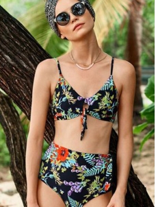 Sexy Floral High Waisted Bikini Set Swimsuit 