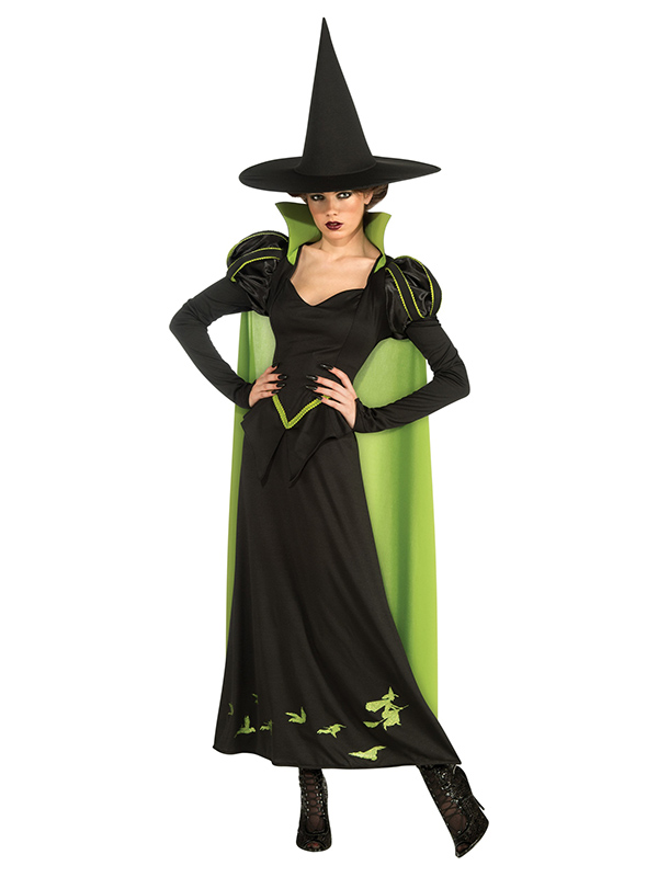 Black Halloween Costume with Green Cloak 
