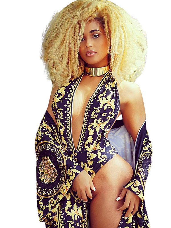 Boho 2 Pieces Set Strapless Halter Jumpsuit+ Long Vintage Printed Cardigan 