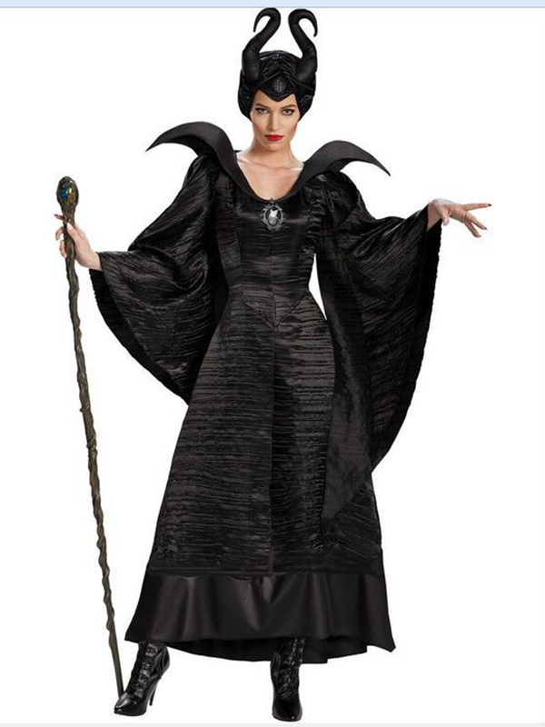 Holloween Women Black Sleeping Beauty Witch Queen Maleficent Costumes 