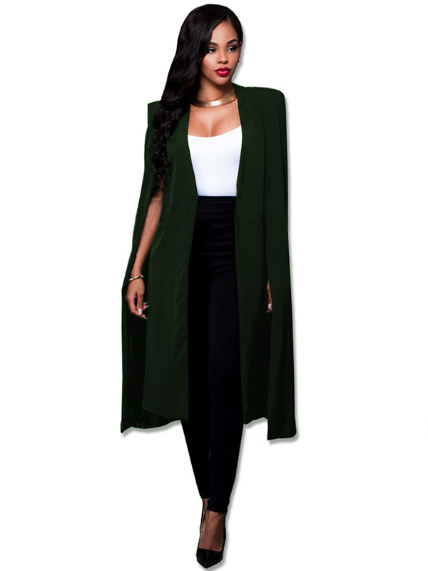 Office Lady Green  Cloak Cape Long Blazer Coat