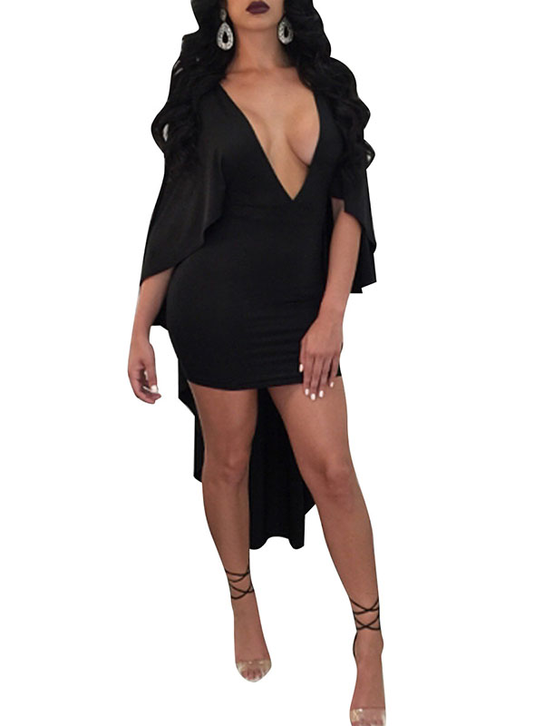 Sexy Black Dress Club Wear Fashion Sleeveless V Neck Elegant Party