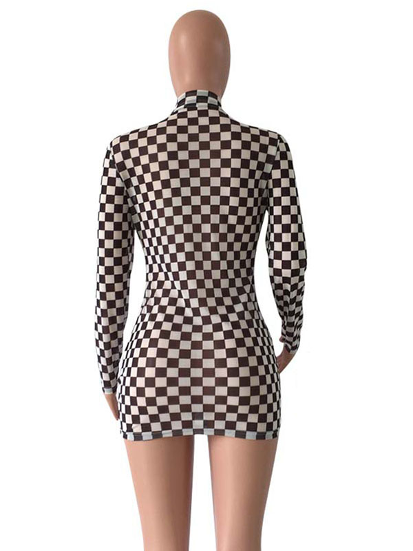 Women Sexy Checker Design Beautiful Mini dress