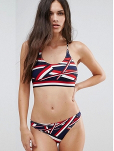 Fashion Summer Women Iconic Tape Geo Print Bikini Sets