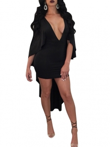 Sexy Black Dress Club Wear Fashion Sleeveless V Neck Elegant Party