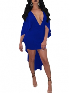 Sexy Blue Dress Club Wear Fashion Sleeveless V Neck Elegant Party