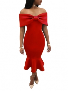 Women Sexy Off Shoulder Party Club Bodycon Dress Red