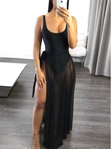 Women Sexy Swimwear with Gown Black