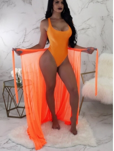 Women Sexy Swimwear with Gown Orange