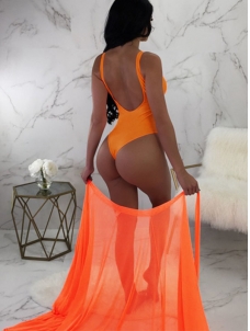 Women Sexy Swimwear with Gown Orange