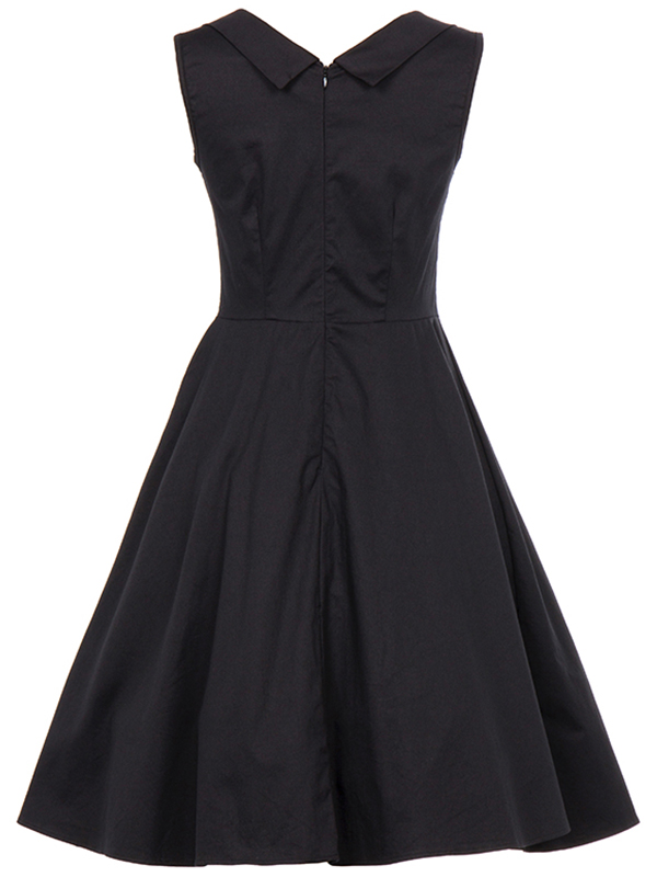 Elegant Dot Printed Midi Dress Black