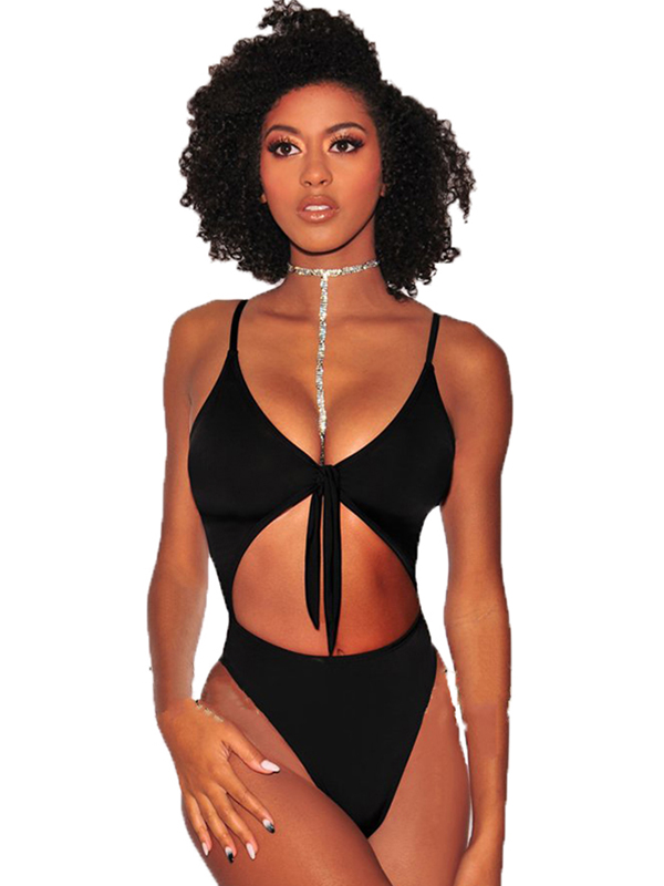 Sexy High Waist One Piece Swimwear Black