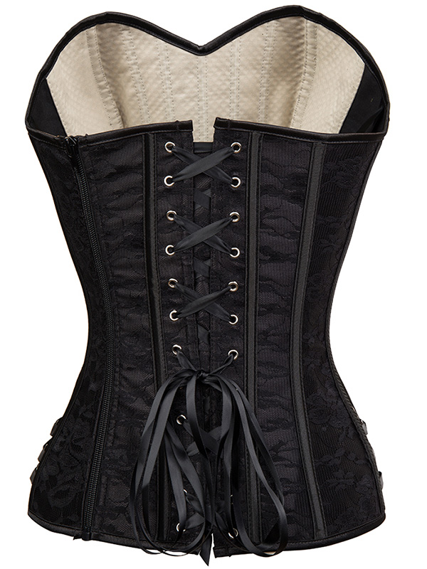 Women Lace Up Overbust Corset Apricot 