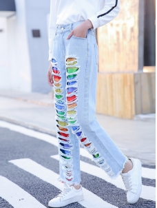 Girls New Fashion Denim Jeans with Hole