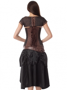 Women Steampunk Overbust Corset with Dress 