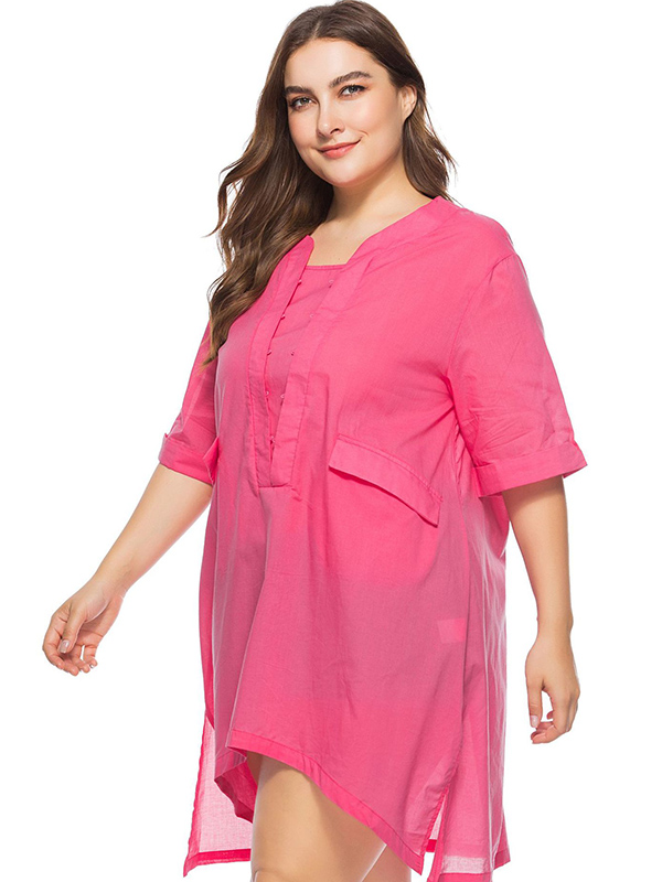 L-6XL Plus Size Women Dress Rose