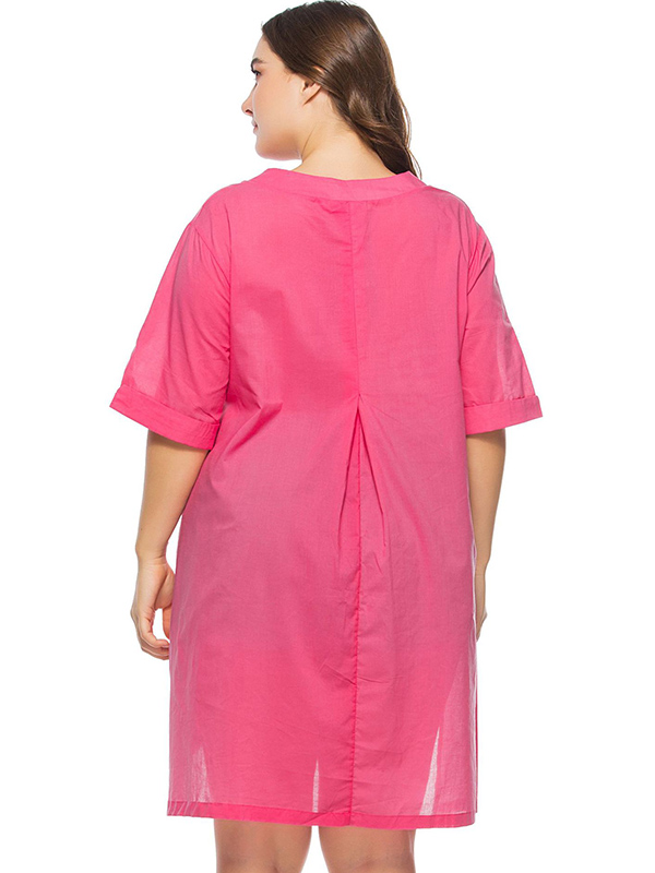 L-6XL Plus Size Women Dress Rose