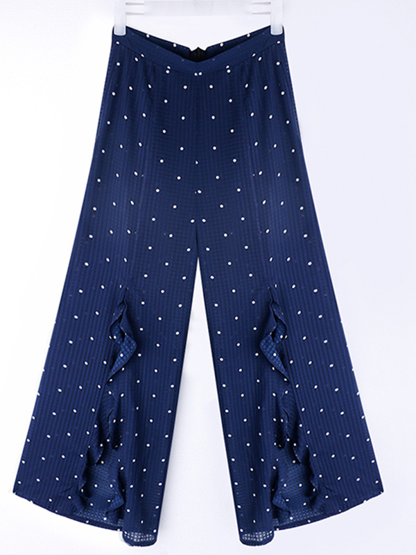 Open Front Dot High Waist Pants