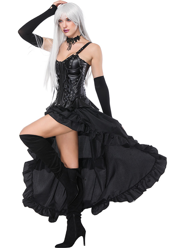 Steampunk Leather Lace Up Corset Dress 