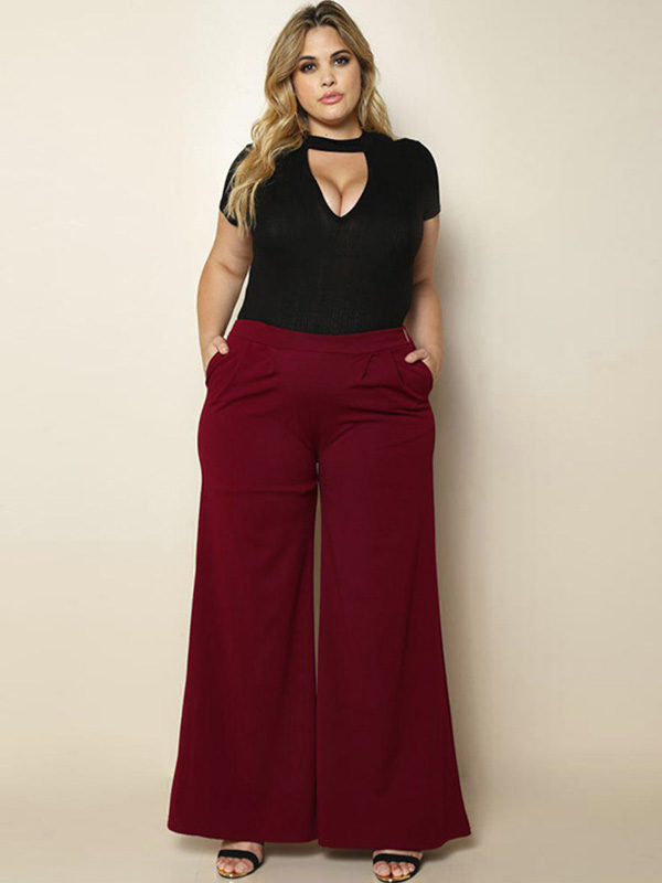 XL-3XL Fashion Plus Size Jumpsuit Wine Red